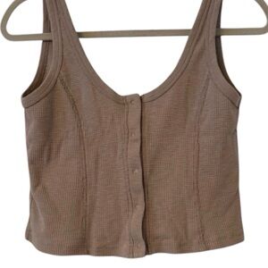 Urban Nation Ribbed Waffle‑Knit Button Crop Tank – XL